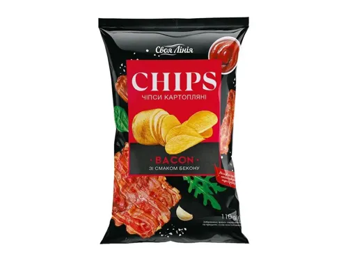 Чіпси Своя лінія картопляні зі смаком бекону 110г