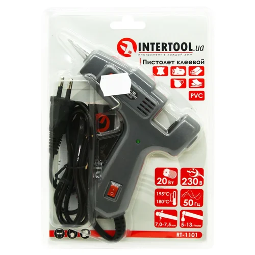 Пістолет Intertool клейовий 20(65)Вт 230В