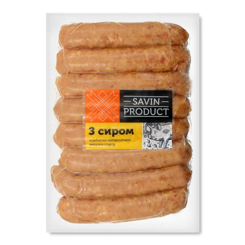 Ковбаски З Сиром Савин Продукт Напівкопчене в/у, кг