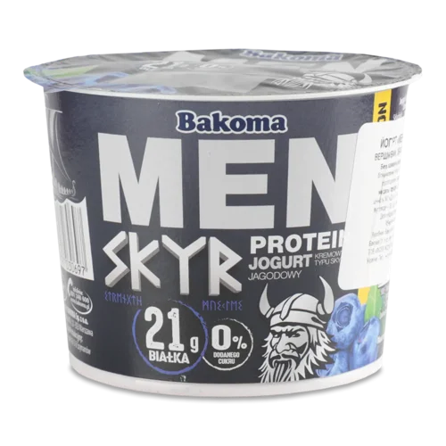 Йогурт Bakoma MEN SKYR протеїновий, зі смаком ягід, 2%