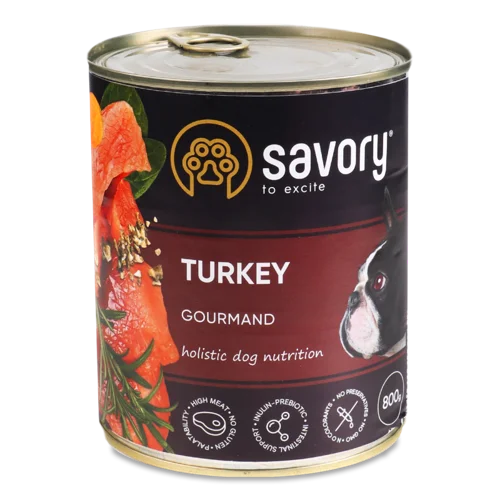 Корм Консервований Turkey Gourmand Savory В/ґ, Залізна Банка 800г