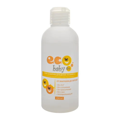 Гель-шампунь EcoBaby 0+3 З Екстра Ромашки Та Олією Пшениці, 250мл