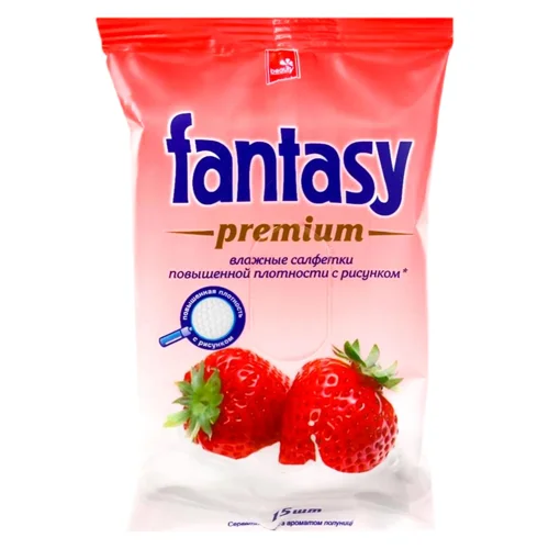Серветки вологі Fantasy Premium з ароматом полуниці 15шт
