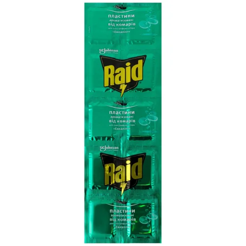Пластини від комарів Raid Евкаліпт для фумігатора  10шт