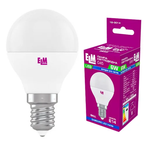 Лампа ELM Led сфера 6W PA10 E14 4000 D45 18-0014