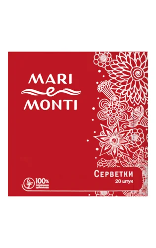 Паперові Серветки MARI e MONTI, Червоні, 20 шт, в/ґ