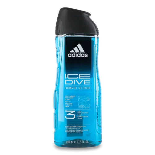 Гель для Душу, Шампунь та Засіб для Вмивання 3в1 Ice Dive Adidas 400мл