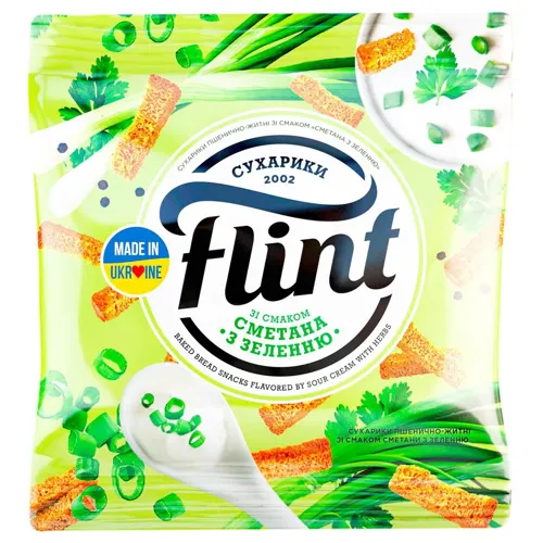 Сухарики Flint пшенично-житні зі смаком сметани із зеленню 35г