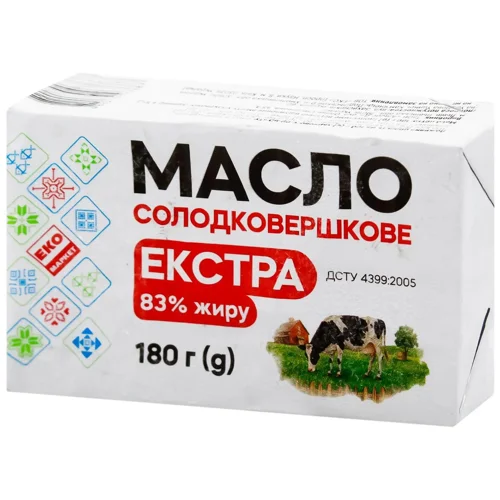 Масло Еко Маркет Екстра солодковершкове 83% 180г