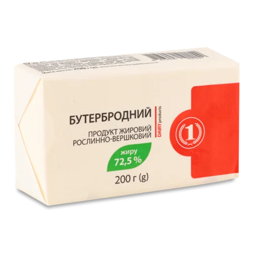 Продукт Рослинно-Вершковий Вищого Ґатунку 72.5%, ТМ '1', м/у 200г