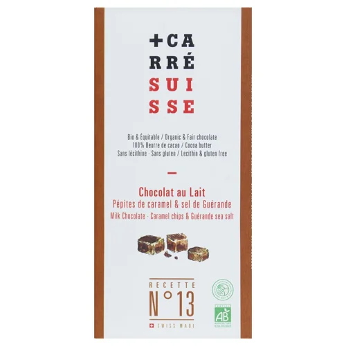 Шоколад молочний Carre Suisse Guerande зі шматочками карамелі та морською сіллю 100г