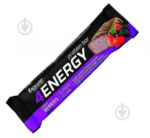 Батончик протеїновий 40г 4ENERGY зі смаком лісових ягід, глазурований EXCELLENT NUTRITION