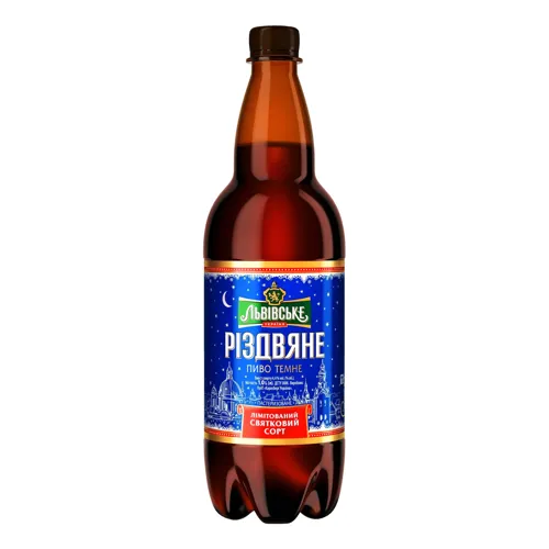 Пиво 1л 4.4% темне пастеризоване Різдвяне Львівське
