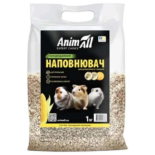Наповнювач гігієнічний AnimAll для декоративних гризунів кукурудзяний 1кг