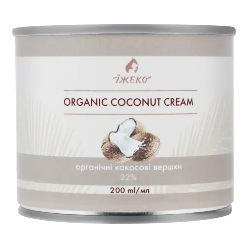 Вершки 22% кокосові Їжеко з залізній банці 200мл
