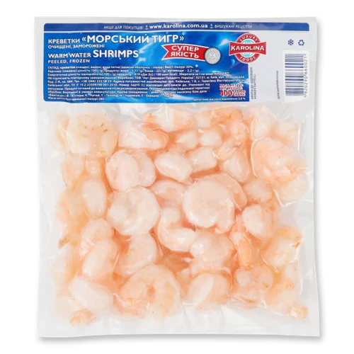 Креветки Заморожені Очищені Морський Тигр Karolina В/у, 400г