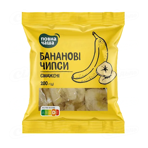 Чіпси Повна Чаша бананові смажені, 200г