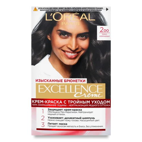 Фарба Для Волосся Темно-Коричневий 2оо Excellence Creme L'Oreal Paris, 1шт