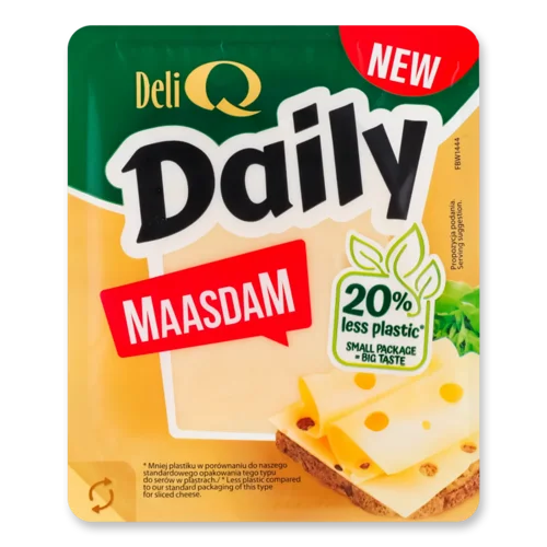Сир Deli Q DAILY Маасдам 45% з коров'ячого молока, слайси