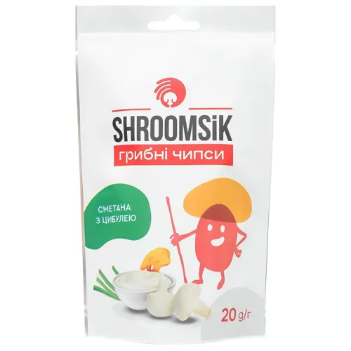 Чіпси грибні SHROOMSiK Сметана з цибулею 20г