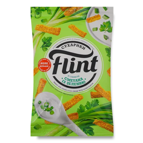 Сухарики пшенично-житні Сметана із зеленню Flint м/у, 60г