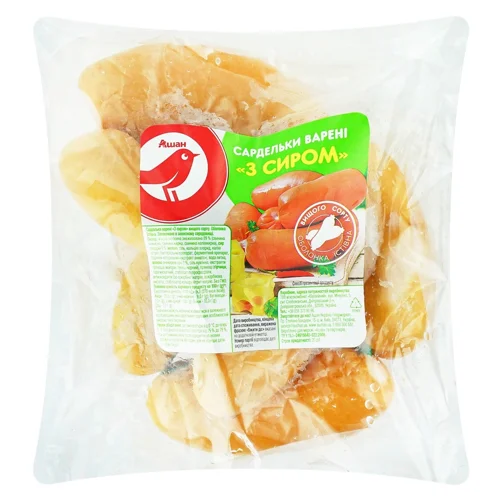 Сардельки Ашан варені з сиром вищий сорт