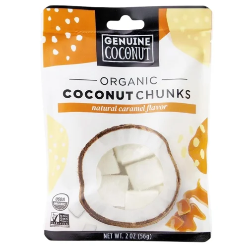 Кокос Genuine Coconut зі смаком карамелі нарізаний 56г