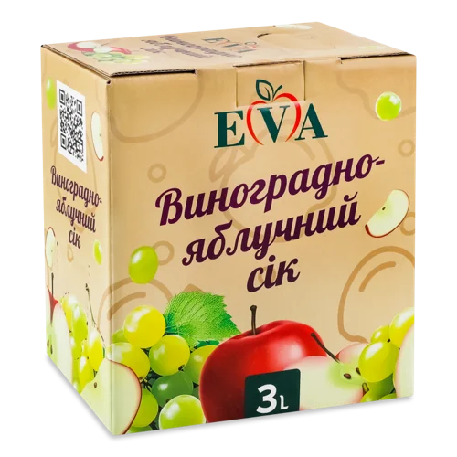 Сік Виноградно-Яблучний Відновлений Освітлений Пастеризований, к/у 3л