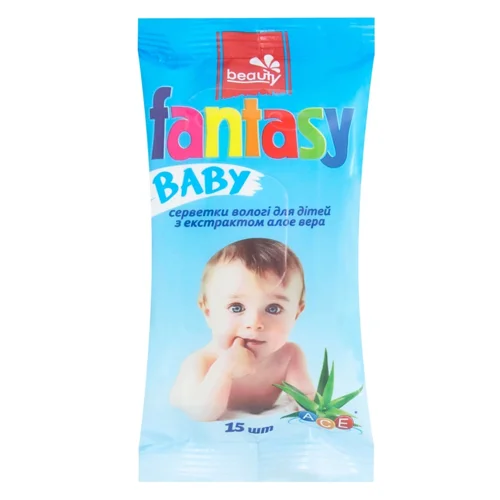 Серветки вологі Fantasy Baby з екстрактом алое вера 15шт