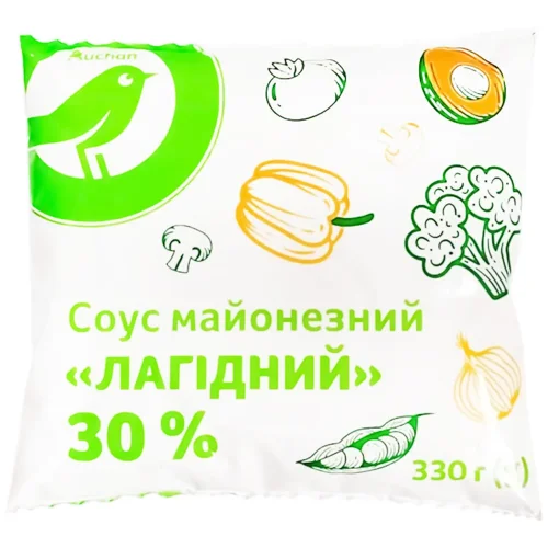 Соус майонезний Auchan Лагідний 30% 330г