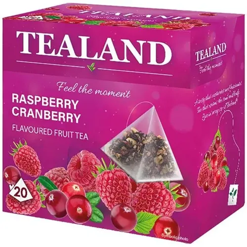 Чай фруктовий Tealand Aspber&Cranberry, малина та журавлина, в пірамідках, 40г