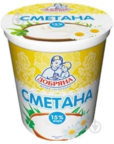Сметана 15% 200г ТМ Добряна стакан