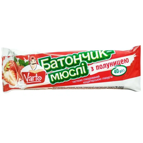 Батончик-мюслі Varto з полуницею 40г