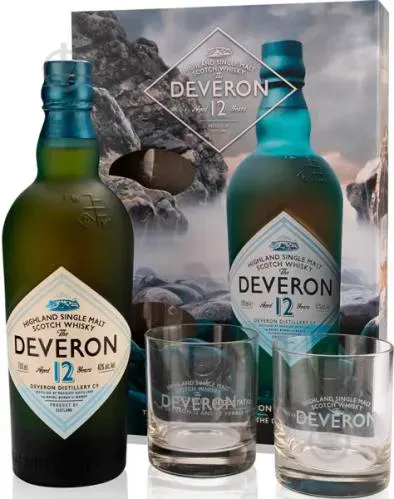 Набір Віскі односолодовий The Deveron 12 yo 0.7л + келехи у коробці