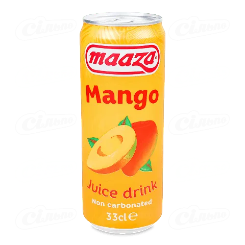 Напій соковий Maaza манго негазований у скляній банці, 0,33л