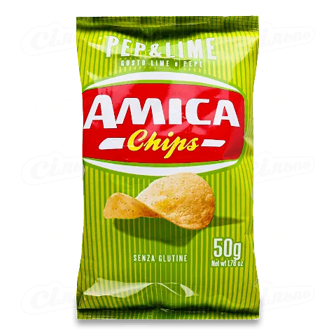 Чіпси картопляні Amica зі смаком перцю та лайму, 50г