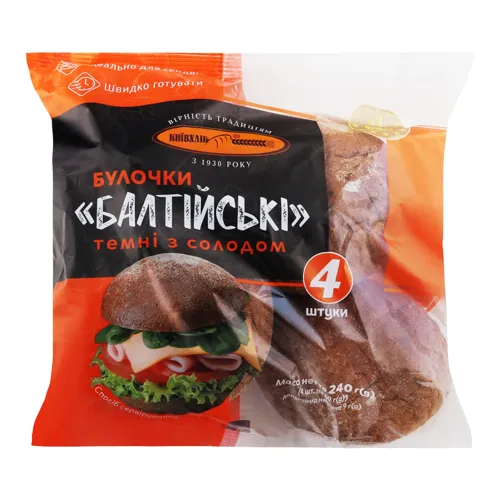 Булочки Київхліб Балтійські житні темні з солодом 240г