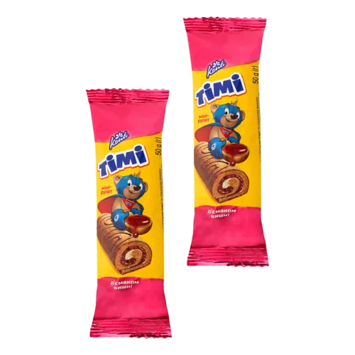 Міні-рулет бісквітний зі смаком вишні Timi Konti м/у 50г