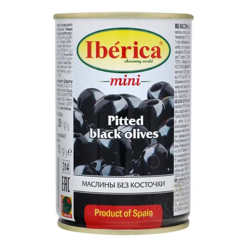 Маслини Iberica міні чорні без кісточки 300г