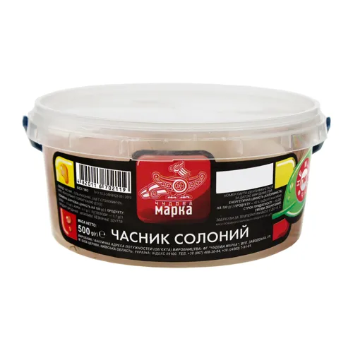 Часник солоний «Чудова марка» в упаковці 500г