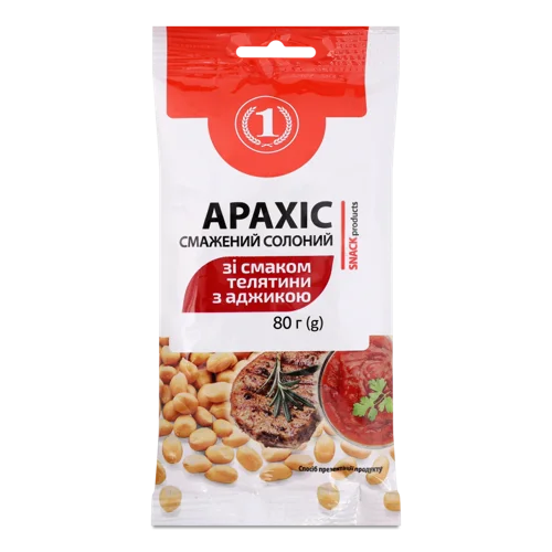 Арахіс Смажений Солоний Зі Смаком Телятині З Аджикою ТМ "1" В/у 80г