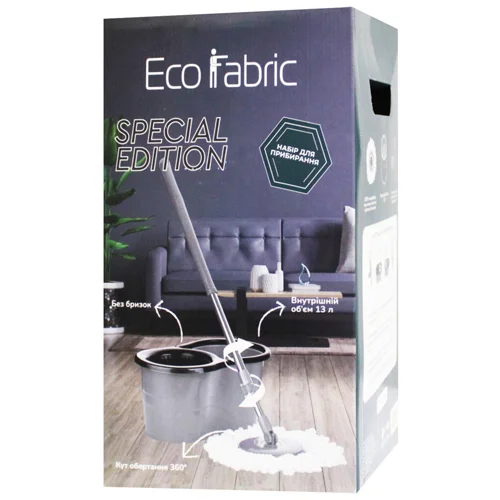 Набір Eco Fabric відро та швабра з автоматичним віджимом бірюзовий 2в1 13л