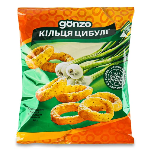 Кільця кукурудзяні  Gonzoзі смаком цибулі,40г