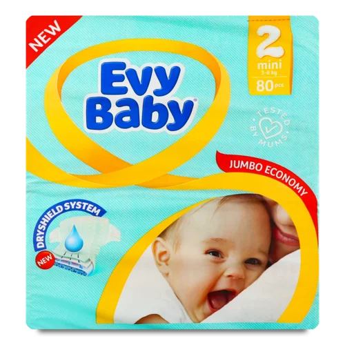 Дитячі Подгузники Mini Jumbo Economy Evy Baby, 3-6 кг, 80 шт
