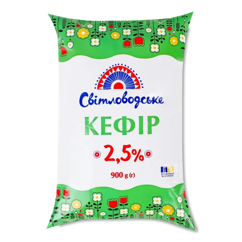 Кефір 2.5% Світловодське м/у, в/ґ, 900г