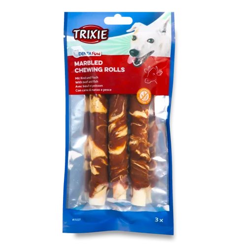 Кісточка Для Чищення Зубів Собак Beef&Fish Marbled Chewing Rolls Denta Fun Trixie, 140г