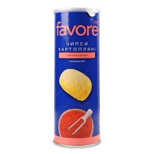 Чипси Favore зі смаком паприки тубус, 165г