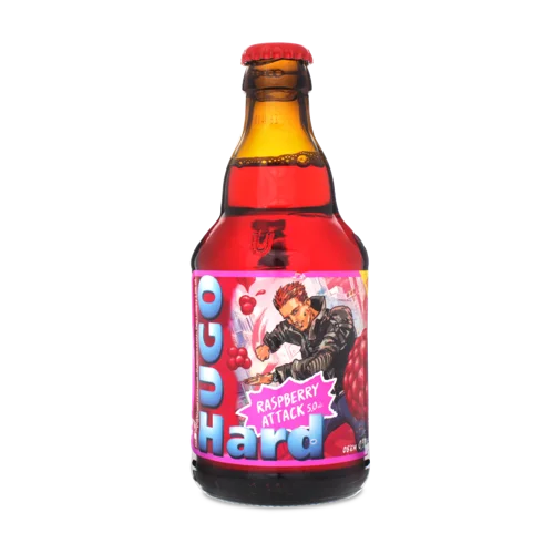 Напій Зброджений Газований Raspberry Attack Hugo Hard, 0.33л, 5% в/ґ, з/б