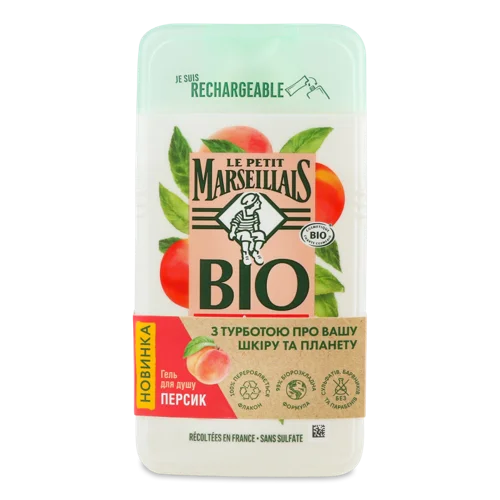 Гель для душу Peche Nectarine Bio Le Petit Marseillais, 250 мл
