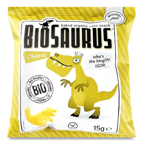 Снеки Кукурудзяні Вищого Ґатунку Cheese BioSaurus, 15г